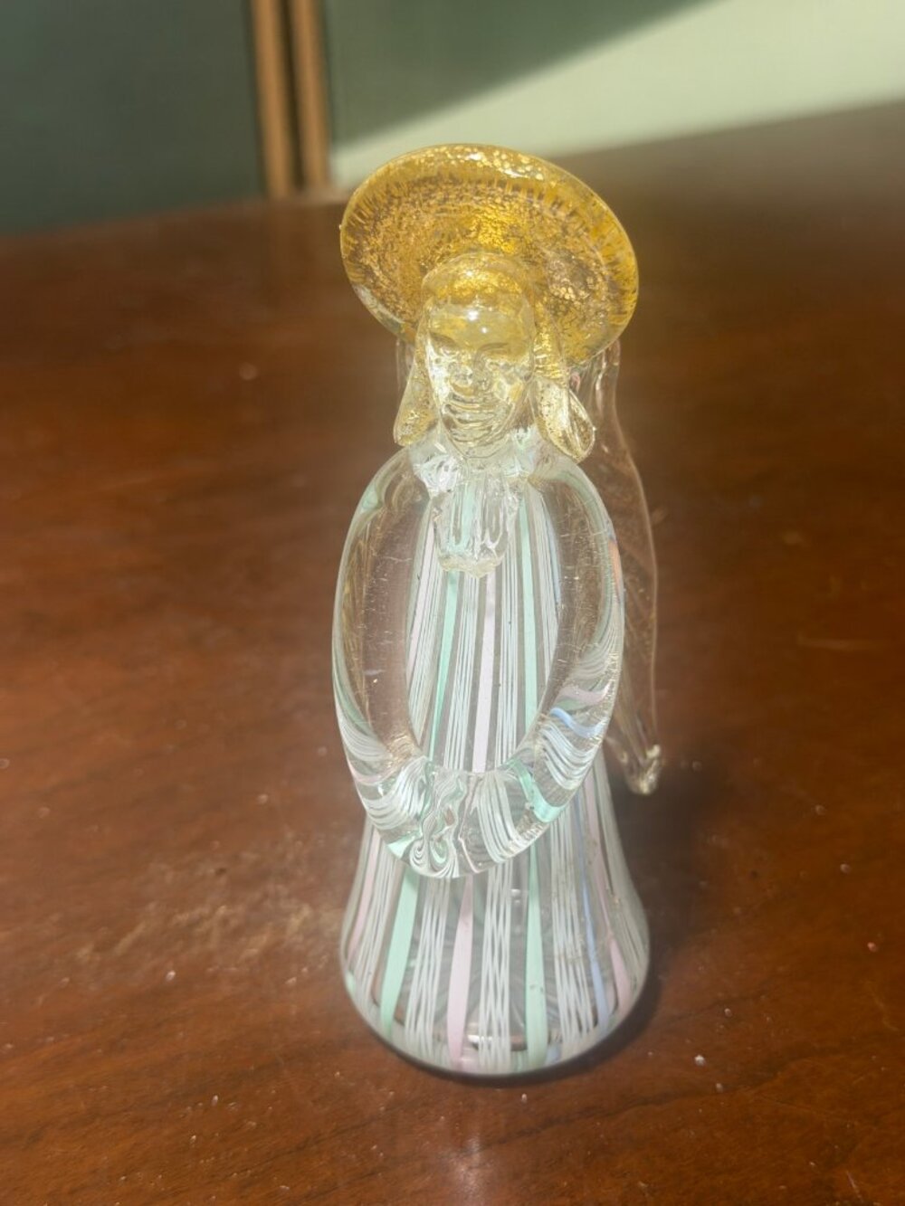 Vintage Porcelain Angel Playing Flute – White & Gold, Marked Base